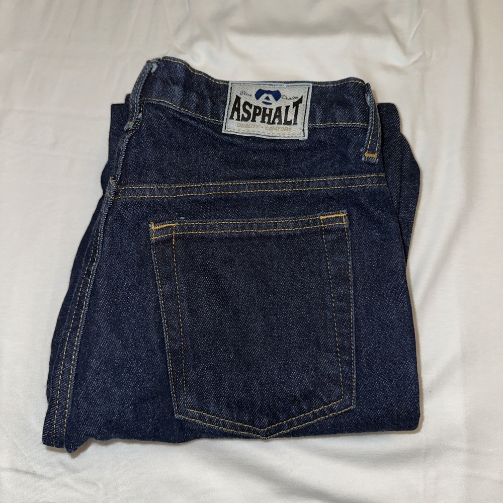 Blue‎ Asphalt Womens Denim Jeans Dark Wash Indigo Boot Cut 30x33 Mid Rise